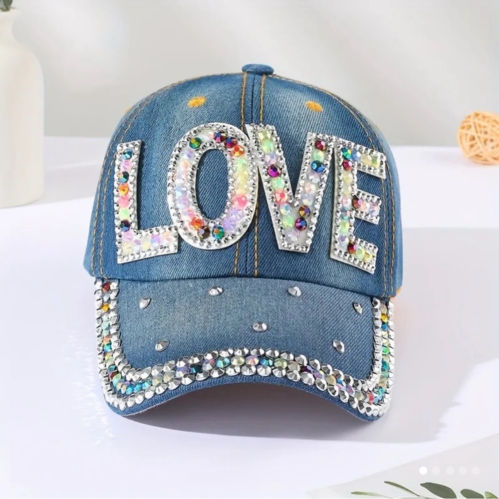 Rhinestone LOVE Patch Baseball Cap